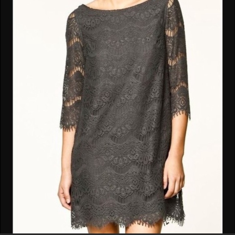 ZARA GRAY LACE DRESS “small”